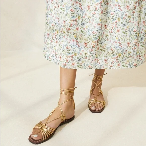 Loeffler Randall Romy Gold Brown Strappy Sandals - Picture 2 of 6